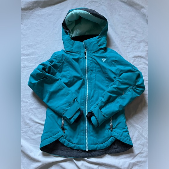 Obermeyer Girls Hooded Ski Jacket Teen SZ 8 Teal - Picture 1 of 12